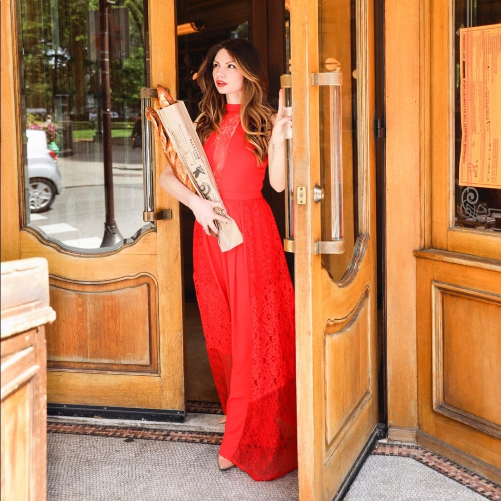 Red Lace Maxi Gown
